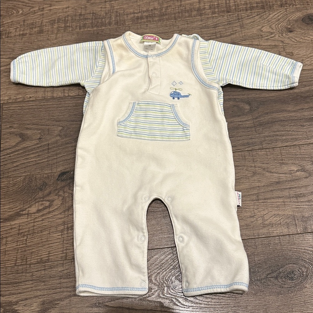 Vintage bbmio Baby Matching Set Onesie & Striped Top Pima Cotton Embroidered